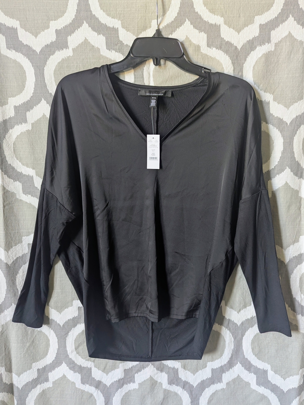 White House Black Market Black Long Sleeve V-Notch Top